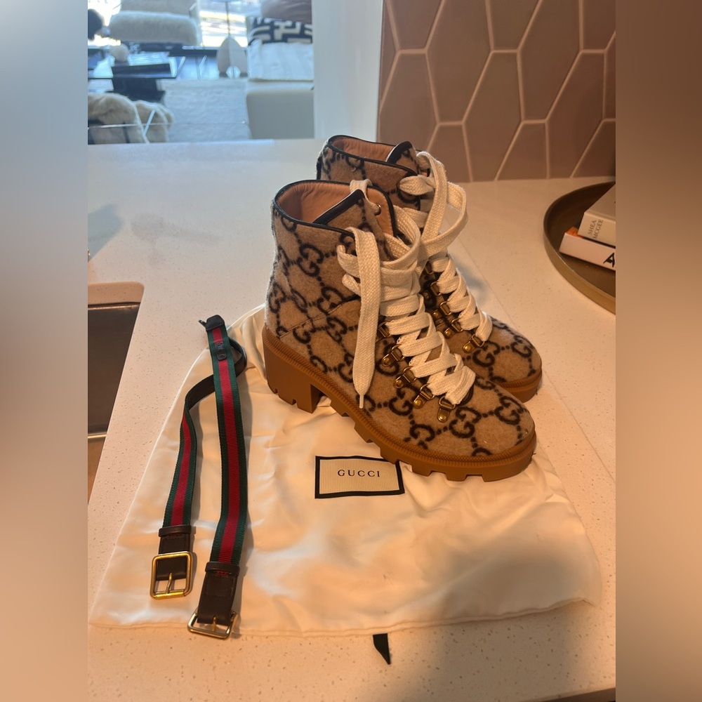 Gucci GG Combat Boots Size 37